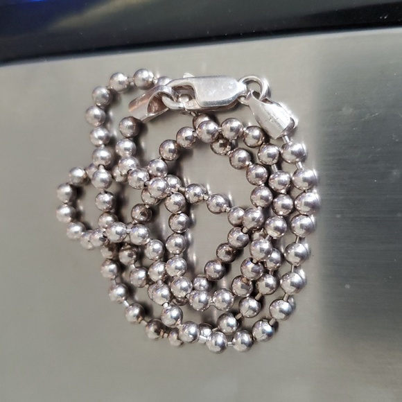 925 Italy Sterling Silver Beaded Necklace - Picture 2 of 15